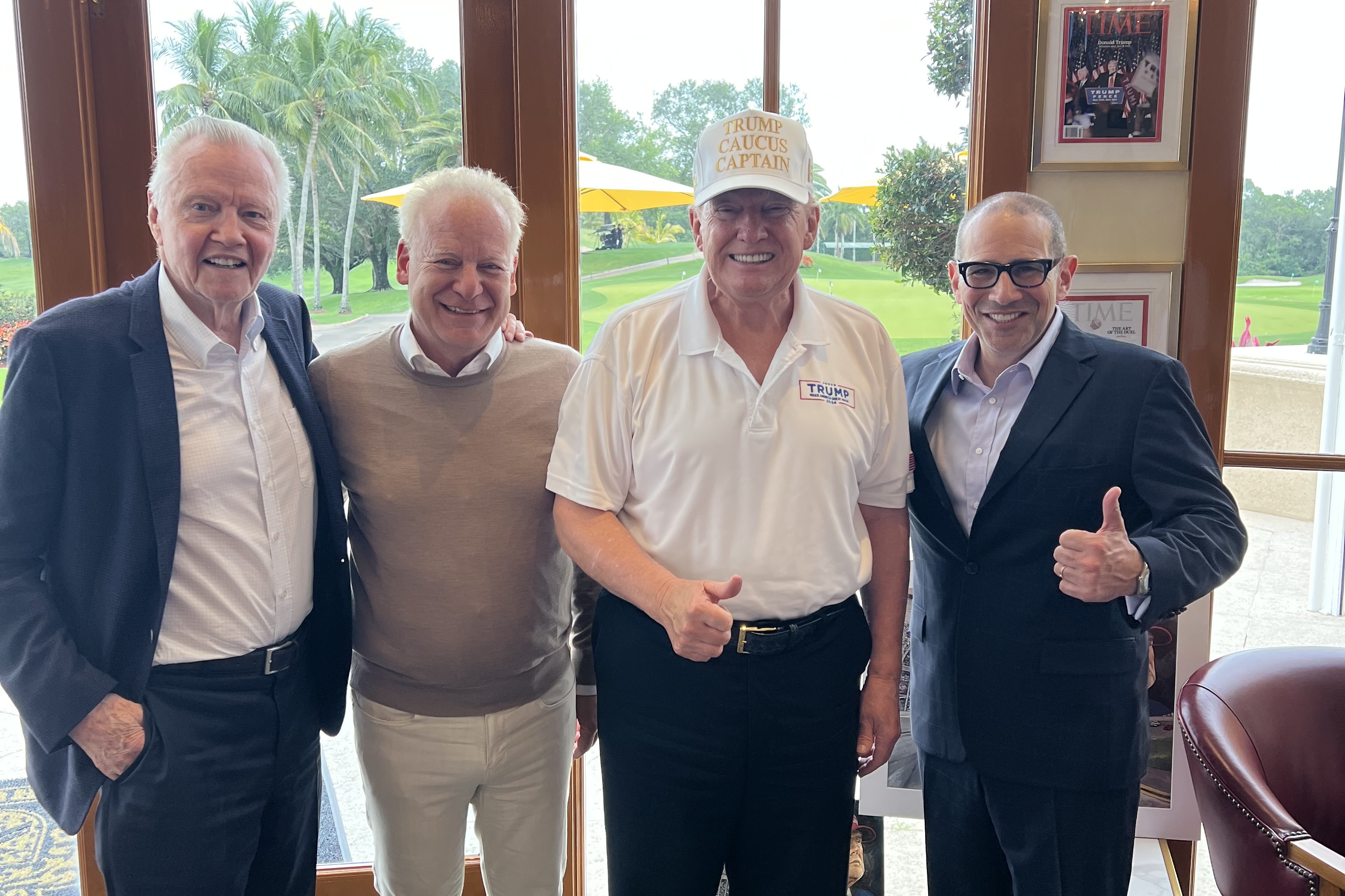 Actor Jon Voight, his advisor and CEO of SP Media Group Steven Paul, President Trump, and SP Media Group/Atlas Comics president Scott Karol met at Mar-a-Lago over the weekend.